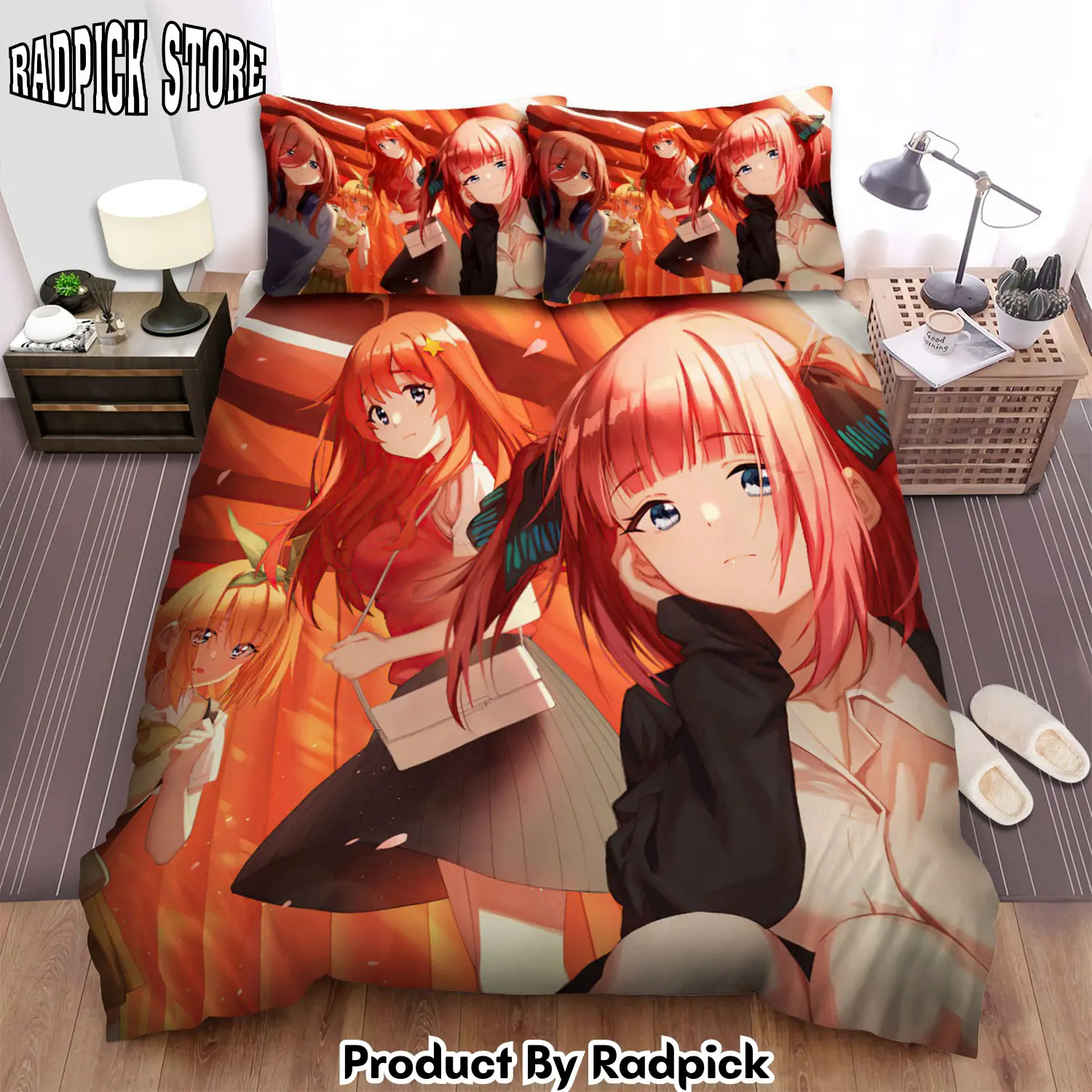 Radpick the quintessential quintuplets at sunset artwork bed sheets spread duvet cover bedding sets rp327991
